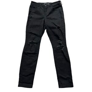 Old Navy Jean Women Size 10 Black Pop Icon Skinny High Rise Slim Pocket Distress